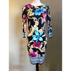 Cache Floral Print Bodycon‎ Dress Black Blue Pink Gold Y2K glam romantic boho 2